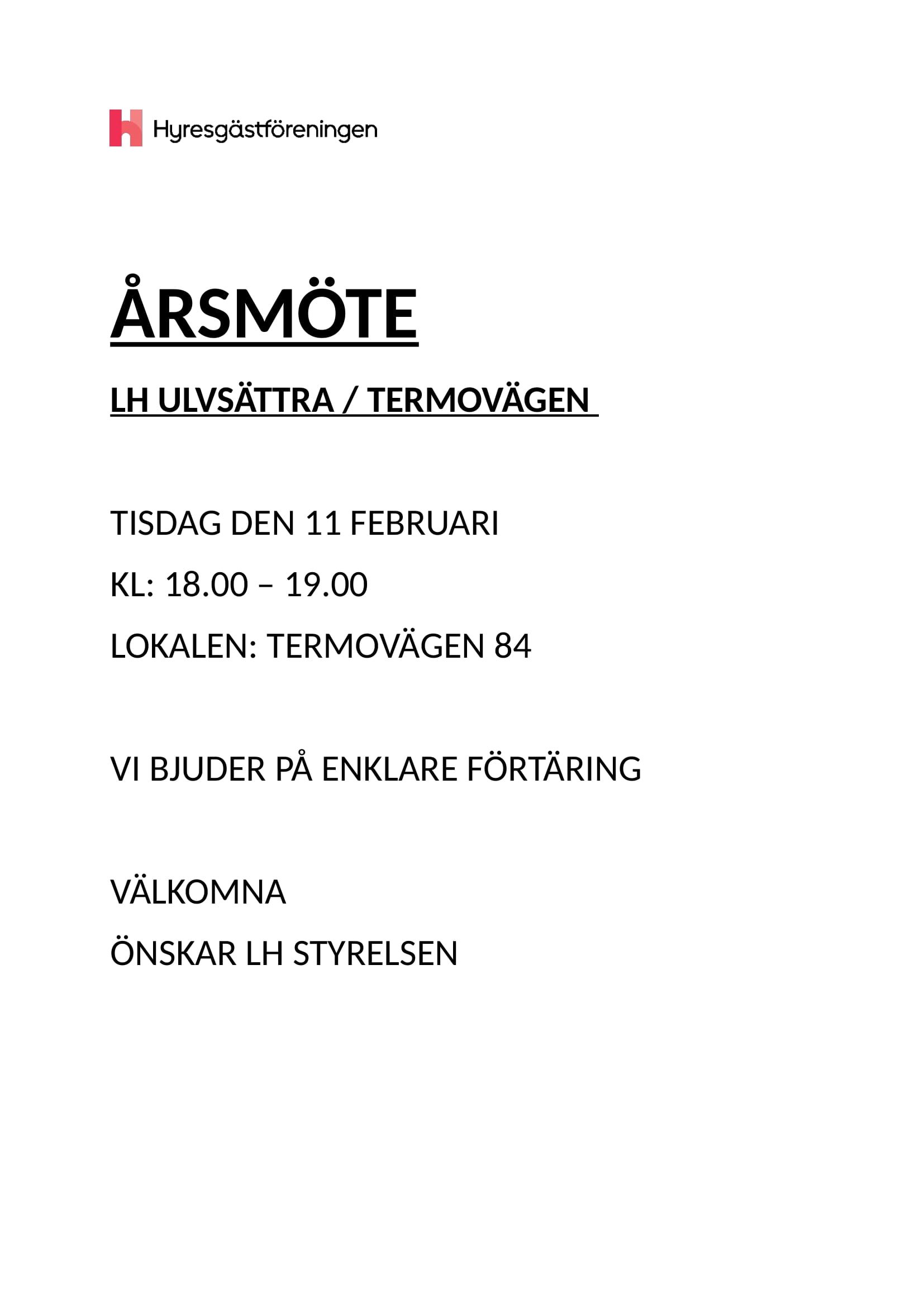 Årsmöte den 11 feb 2025 hemsidan Ulvsättra Termovägen 1