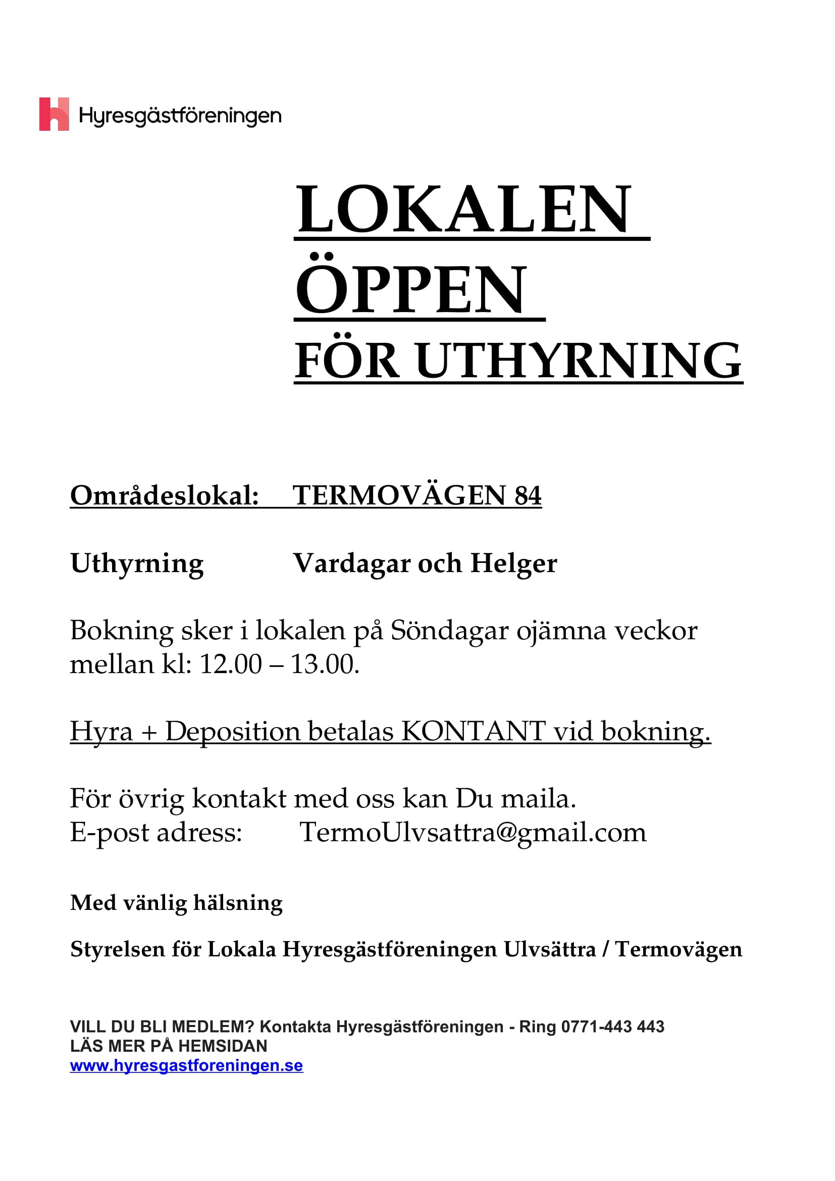 Uthyrning lokal Ulvsättra